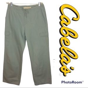 Cabela's Casuals Olive Camo Green Cargo Drawstring Pants 12